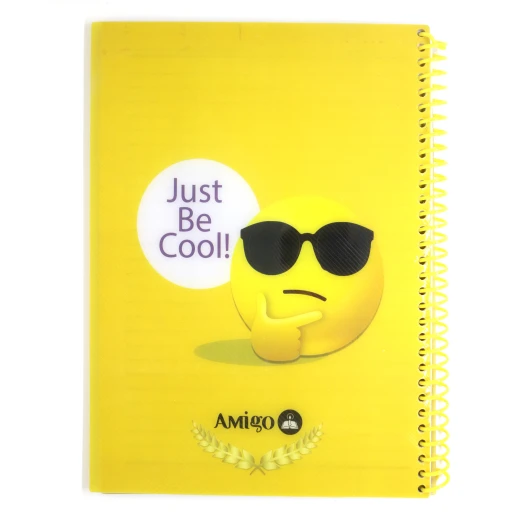 Amigo Just be Cool Wire Notebook, Yellow, 70 page, 2 Subjects Amigo Just be Cool Wire Notebook, Yellow, 70 page, 2 Subjects