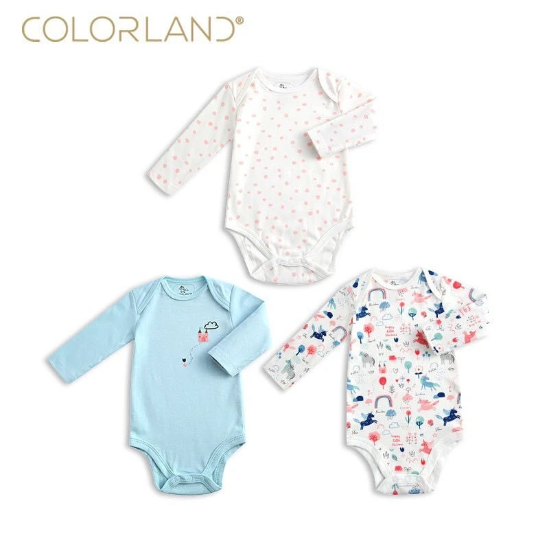 Colorland Baby Bodysuit 3 Pieces In One Pack, 6-9Months - Colorland
