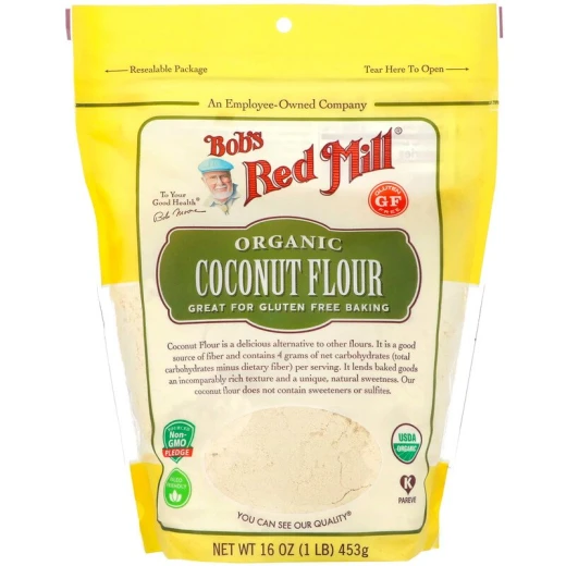 Bob's Red Mill Gluten Free Organic High Fiber Coconut Flour New 453g Bob's Red Mill Gluten Free Organic High Fiber Coconut Flour New 453g
