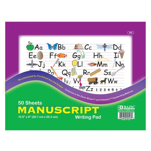 Bazic Manuscript Writing Pad 50 Sheet, 1 Pack Bazic Manuscript Writing Pad 50 Sheet, 1 Pack