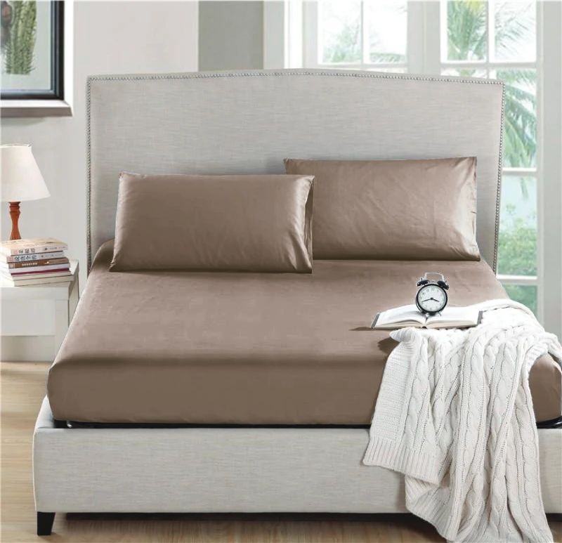 Nova home fitted sheet microfiber twin 2pcs beige - Nova Home