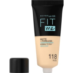 Maybelline New York New York New York Fit Me Matte, Poreless Face Foundation,118 Nude
