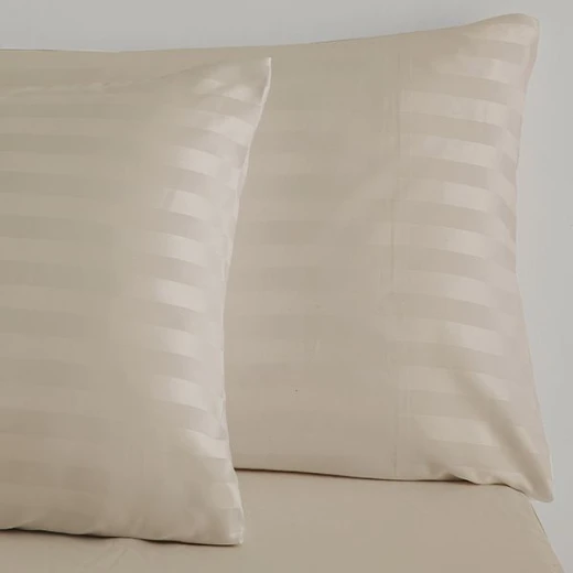 Nova home ultrastripe hotel style pillowcase set, beige color - Nova Home - Image 2
