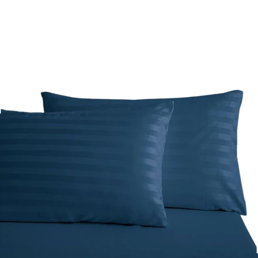 Nova Home UltraStripe Hotel Style Pillowcase Set, Navy Blue Color