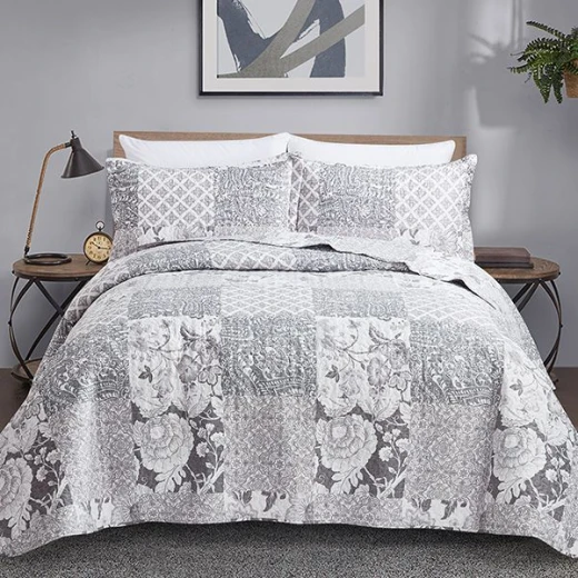 Nova Bed Spread 4 Pieces Set Percy, Gray Color Nova Bed Spread 4 Pieces Set Percy, Gray Color