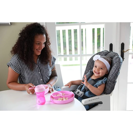 Chicco Easy Menu Silicone Divided Plate, Pink Color, +12 Months - Chicco - Image 2