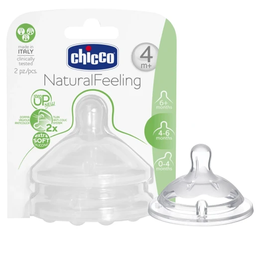 Chicco Natural Feeling Teat (4M+) Adjustable Flow 2 Pieces Chicco Natural Feeling Teat (4M+) Adjustable Flow 2 Pieces