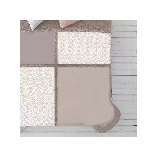 Manterol Doko Velvet Winter Comforter Set, Beige Color, King Size,  6 Pieces - MANTEROL - Image 2
