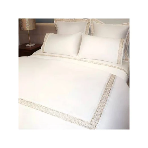 Nova Home "Oriental" Embroidery Duvet Cover Set, Cotton, White & Gold Color, King Size, 7 Pieces Nova Home "Oriental" Embroidery Duvet Cover Set, Cotton, White & Gold Color, King Size, 7 Pieces