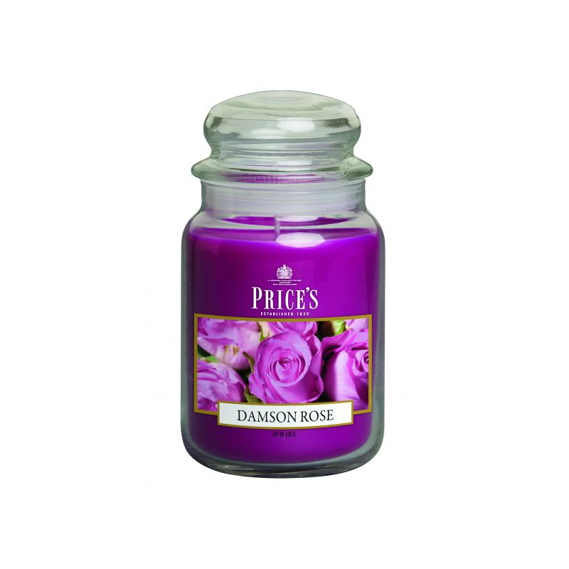 Price's Large Scented Candle Jar With Lid, Damson Rose - Price's