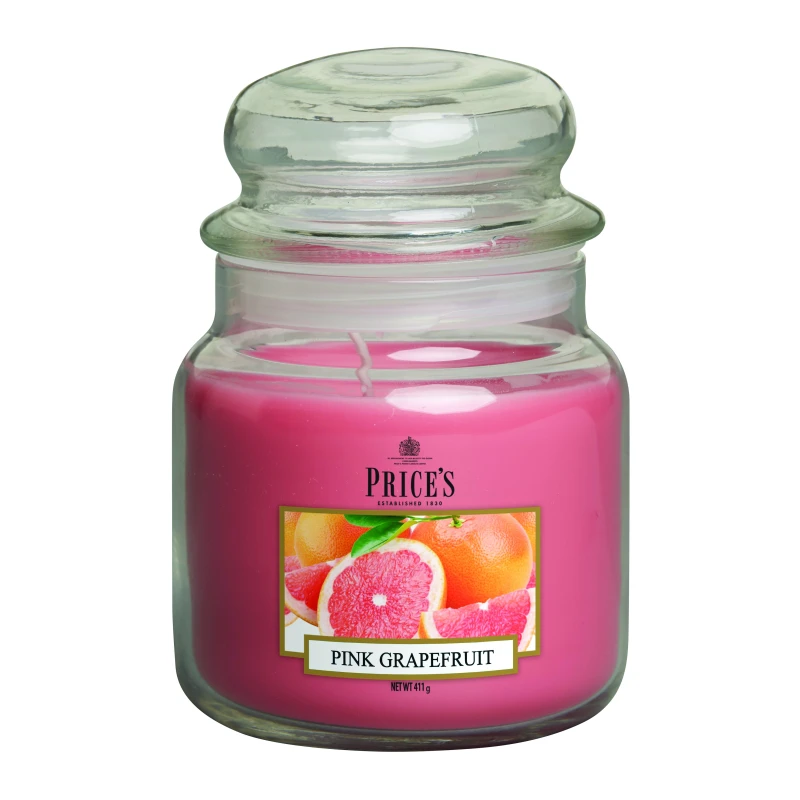 Price's Medium Scented Candle Jar with Lid, Pink Grafruit - Price's