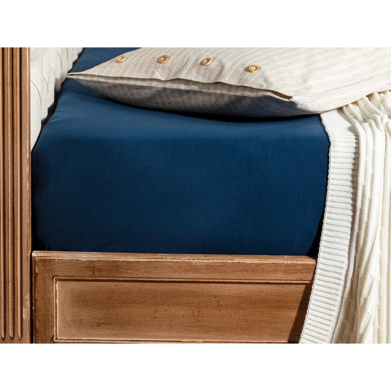 Madame Coco Valeria Single Fitted Sheet - Dark Blue Color, 120*200 Cm - Madame COCO