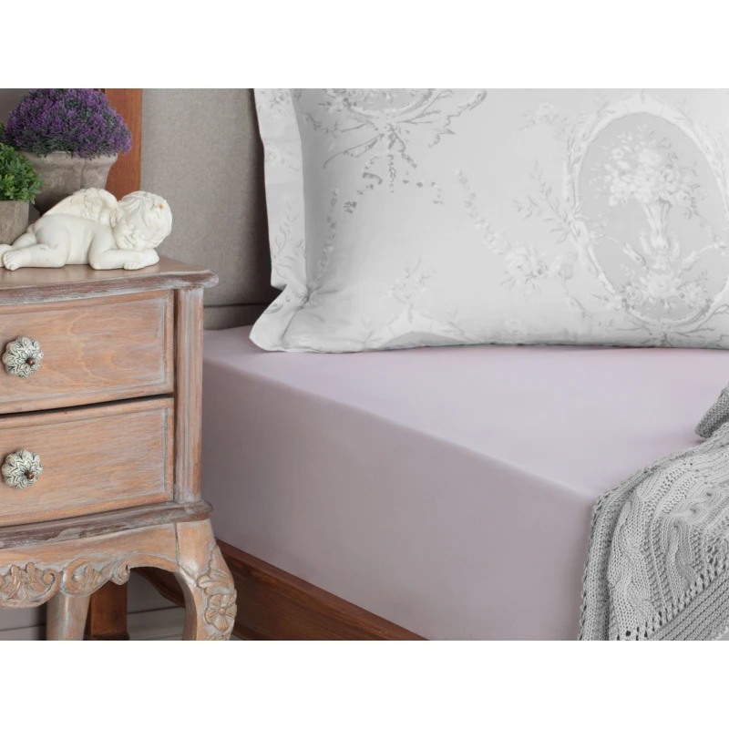 Madame Coco Eloise Ranforce Single Fitted Sheet, Purple Color - Madame COCO