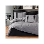 Nova Home Bitter Duvet Cover Set ,100% Cotton, Grey & Black Color, King Size, 4 Pieces - Nova Home