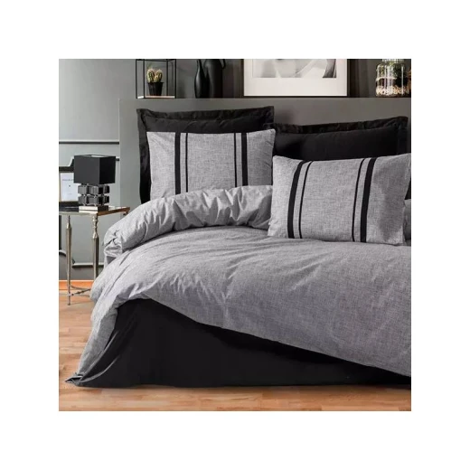 Nova Home Bitter Duvet Cover Set ,100% Cotton, Grey & Black Color, King Size, 4 Pieces Nova Home Bitter Duvet Cover Set ,100% Cotton, Grey & Black Color, King Size, 4 Pieces