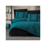 Nova Home Bitter Duvet Cover Set ,100% Cotton, Petrol & Black Color, King Size, 4 Pieces - Nova Home