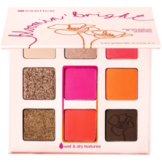 Essence Bloomin' Bright Eyeshadow Palette Neon Makeup Kit for Bold Eye Looks Versatile Styles