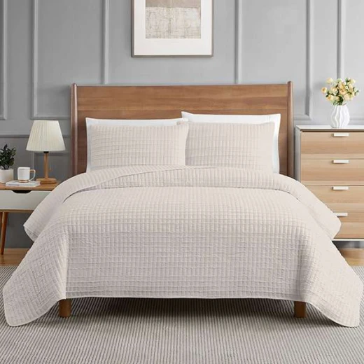 Nova Home "Clip" Jacquard Bedspread Set, Beige Color, Size Twin, 2 Pieses - Nova Home - Image 4