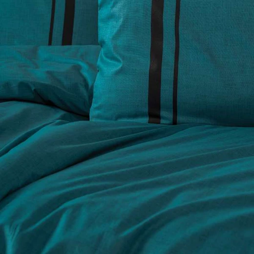 Nova Home Bitter Duvet Cover Set ,100% Cotton, Petrol & Black Color, King Size, 4 Pieces - Nova Home - Image 2