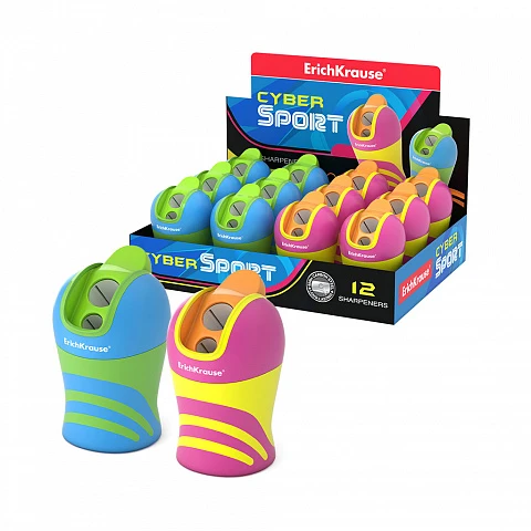 ErichKrause Plastic sharpener Cyber Sport, double hole, with container, assorted ErichKrause Plastic sharpener Cyber Sport, double hole, with container, assorted