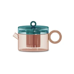 Easy Life 800ml Glass Teapot - Petrol & Peach