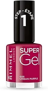 Rimmel London Super Gel Nail Polish 25 Urban Purple 12ml Long Lasting Gel Manicure