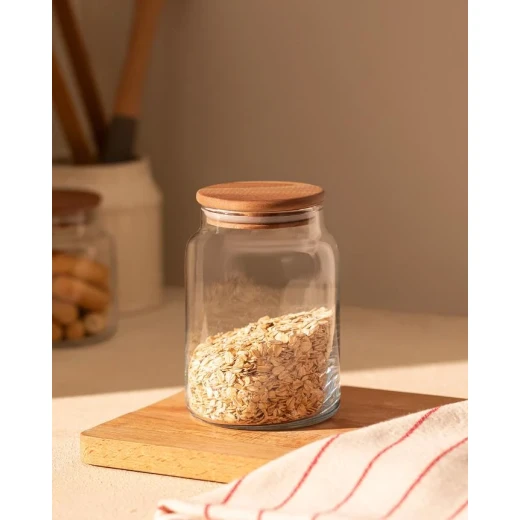 Madame COCO Floransa Glass Storage Jar, 890ml Airtight Kitchen Container with Lid, Wide Mouth, Decorative Design for Snacks, Dry Goods, Spices Madame COCO Floransa Glass Storage Jar, 890ml Airtight Kitchen Container with Lid, Wide Mouth, Decorative Design for Snacks, Dry Goods, Spices
