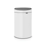 Brabantia Touch Bin Oval 40 Liter – White, Sleek Oval Design with Soft-Touch Opening - Brabantia