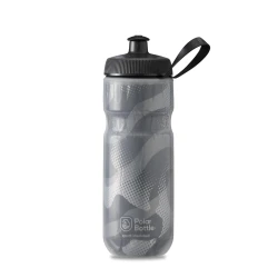 زجاجة مياه رياضية معزولة - خالية من مادة BPA، مناسبة للرياضة والدراجات الهوائية، مزودة بمقبض (كونتندر - أبيض وفضي، 20 أونصة) من بولار بوتل