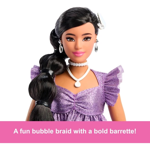 Mattel Barbie Deluxe Style Doll with Black Hair and Metallic Purple Outfit, Collectible Fashion Doll - Barbie - Image 3