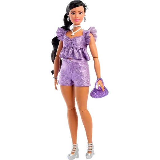 Mattel Barbie Deluxe Style Doll with Black Hair and Metallic Purple Outfit, Collectible Fashion Doll - Barbie - Image 5