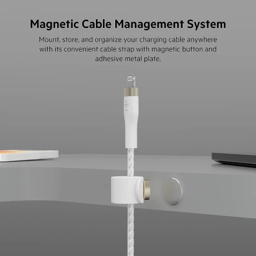Belkin BoostCharge PRO Flex USB-A Braided Silicone Cable with Lightning Connector, 1M, White - Belkin - Image 6