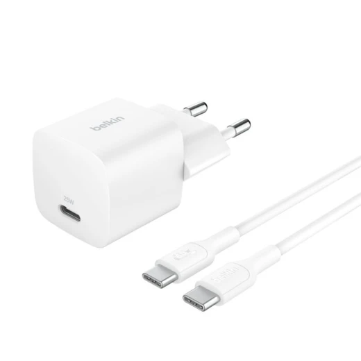 Belkin 25W USB-C Wall Charger Kit with 1m Cable - White