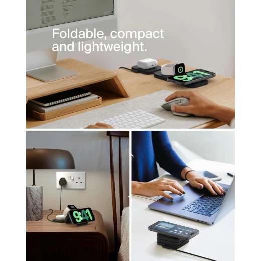 Belkin Fast Charge Pro Foldable Qi2-Certified Wireless Charger 3-in-1 Magnetic Charging Travel Pad 15W - MagSafe-Compatible Portable Charger for iPhone 16/iPhone 15/iPhone 14, Apple Watch 10, AirPods - Belkin - Image 6
