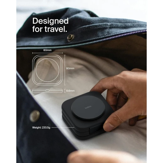 Belkin Fast Charge Pro Foldable Qi2-Certified Wireless Charger 3-in-1 Magnetic Charging Travel Pad 15W - MagSafe-Compatible Portable Charger for iPhone 16/iPhone 15/iPhone 14, Apple Watch 10, AirPods - Belkin - Image 7