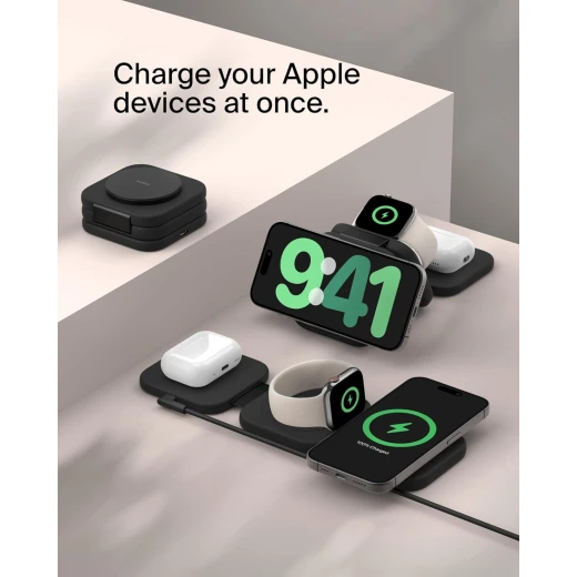 Belkin Fast Charge Pro Foldable Qi2-Certified Wireless Charger 3-in-1 Magnetic Charging Travel Pad 15W - MagSafe-Compatible Portable Charger for iPhone 16/iPhone 15/iPhone 14, Apple Watch 10, AirPods - Belkin - Image 10