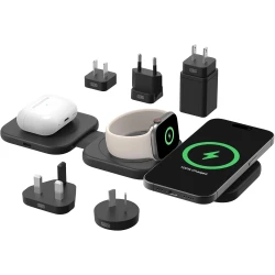 Belkin Fast Charge Pro Foldable Qi2-Certified Wireless Charger 3-in-1 Magnetic Charging Travel Pad 15W - MagSafe-Compatible Portable Charger for iPhone 16/iPhone 15/iPhone 14, Apple Watch 10, AirPods