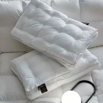 1pc Luxury Hotel Pillow - Ultra Soft 2-in-1 Neck Pillow Core with 50% Cotton & 50% Polyester Fill, 100% Polyester Cover, Hand Wash Only, Multi-Use for Home & Travel