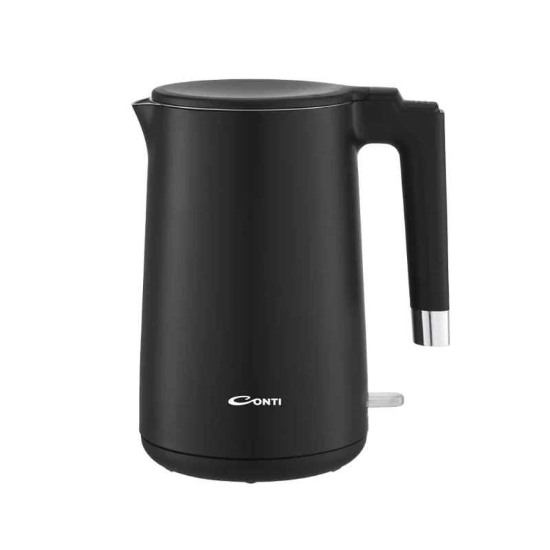 CONTI Electric Kettle 1.7L Black Plastic Body with Auto Shut Off and Boil Dry Protection, Featuring a 360 Degree Swivel Base and Cord Storage for Convenience, CK 6011 DB - Conti