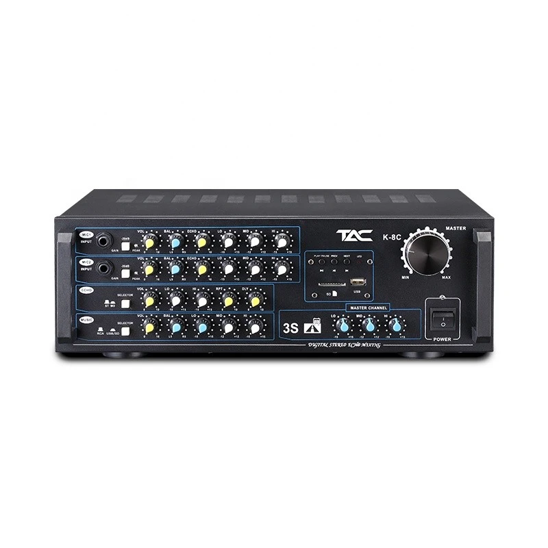 K-8C Amplifier Professional Audio System Bluetooth AUX USB Radio 4 Outputs for Home and Car Stereo System Compatibility 12V 24V Support Digital Media Player Remote Control