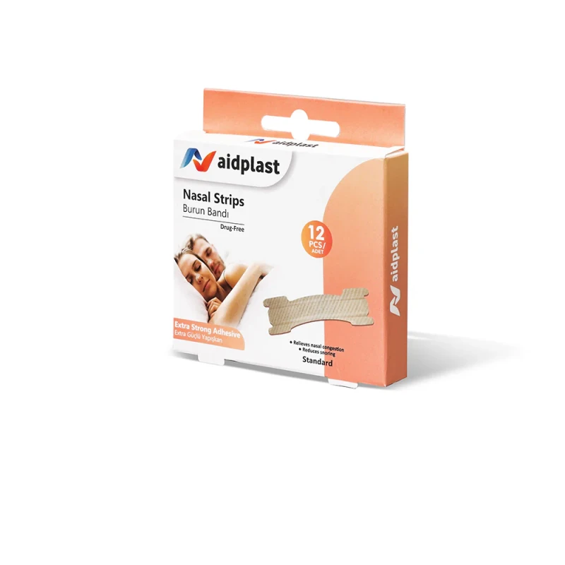 شرائط الأنف من Aidplast ضد الشخير للبالغين، 12 قطعة، تنفس أسهل - إيد بلاست