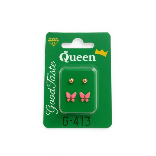 Queen Medical-Grade Stud Earrings – 2 Pairs, Hypoallergenic Surgical Steel & Gold-Plated, Secure