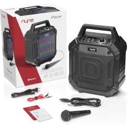 Nyne Racer Sport Portable Wireless Party Speaker – 30W, Bluetooth, FM Radio, USB/AUX, Party Lights, Microphone with Echo & Volume Control