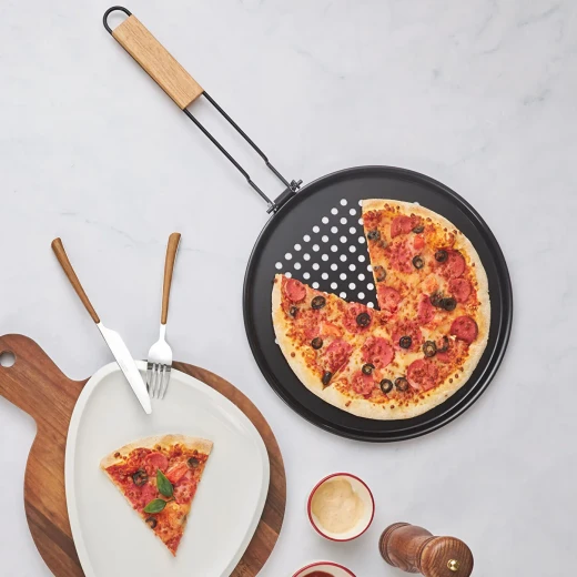 Karaca Debra Pizza Cooking Pan Metal 36cm Non-Stick Dishwasher Safe Cookware - karaca - Image 5