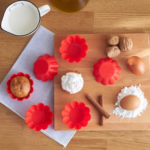 Karaca 6-Piece Silicone Muffin Baking Cups, Red, 7.5 cm Diameter - karaca - Image 7