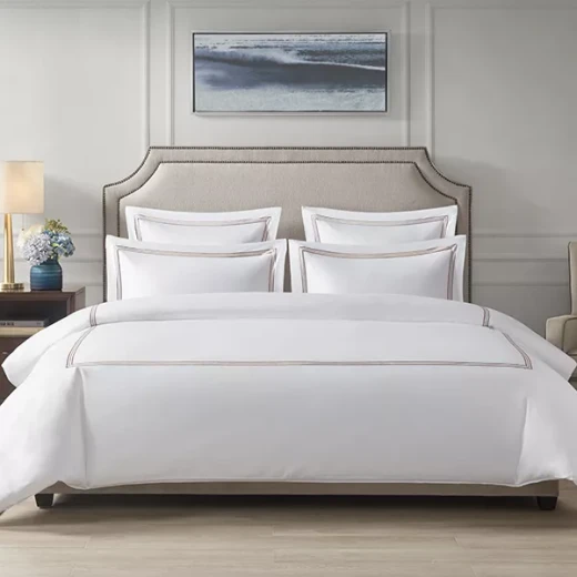 Nova Home Venice Duvet Cover Set - 100% Cotton, 600 Thread Count - King & Super King - White & Beige Nova Home Venice Duvet Cover Set - 100% Cotton, 600 Thread Count - King & Super King - White & Beige