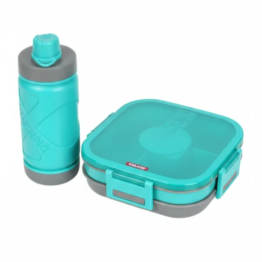 Healthy Compartment Lunch Box for Kids with Fork & Sauce Cup – Leakproof School Food Container with Transparent Lid