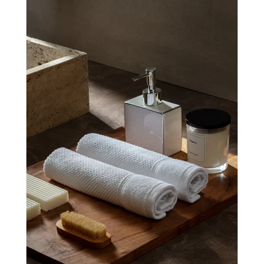 Madame Coco Luxurious White Hand Towel Set 2 Piece 100% Cotton Ultra Absorbent 30x46 cm Ideal for Bathroom and Guest Use
