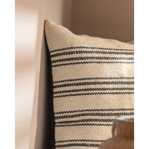 Madame Coco Eze Jute Throw Pillow Cover, Natural and Black, 45x45 cm - Madame COCO - Image 4