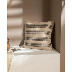 Madame Coco Eze Jute Throw Pillow Cover, Natural and Black, 45x45 cm